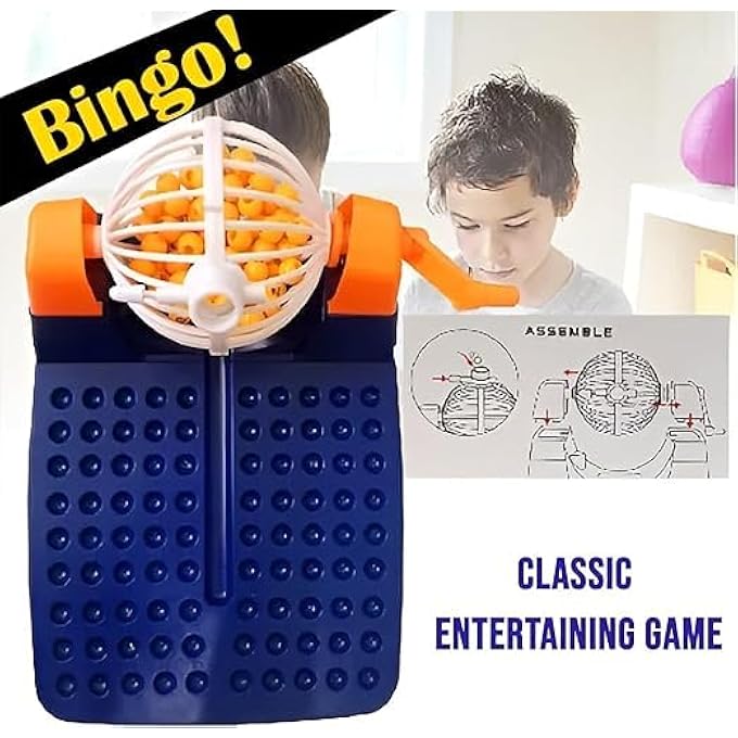 rayihni BINGO GAME FOR KIDS, BINGO MACHINE RAFFLE INDOOR FAMILY TOYS AND GAMES, FUN PLAYING BOARD GAME WITH ROTATING CAGE, 75 BALLS, 48 CARDS & MASTER BOARD  AGES 5+ - Image 4